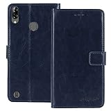 TienJueShi Blu Scuro Premium Retro Stand Portafoglio TPU Silicone Telefono Caso per Blackview A60 PRO 6.088 inch in Pelle Case Custodia Protettiva Cover