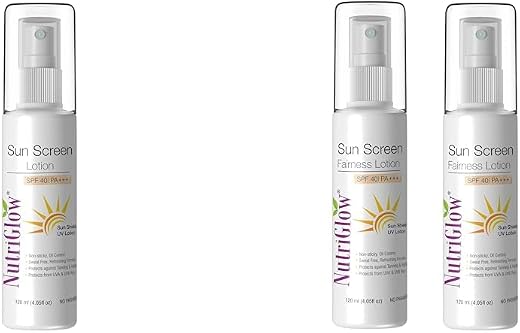 NutriGlow Sunscreen Lotion SPF 40 &amp; PA+++, sulphate Free, 120 and NutriGlow Sunscreen Lotion SPF 40 &amp; PA+++, for Men &amp; Wom...