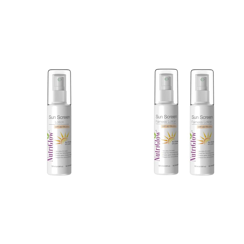 NutriGlow Sunscreen Lotion SPF 40 & PA+++, sulphate Free, 120 and NutriGlow Sunscreen Lotion SPF 40 & PA+++, for Men & Wom...