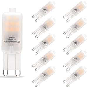 4 W G9 LED-lamp, 3000 K warmwit, flikkert niet, 400 lumen, niet dimbaar, 360 graden hoek, vervanging 40 W G9 halogeenlamp, verpakking van 10 stuks