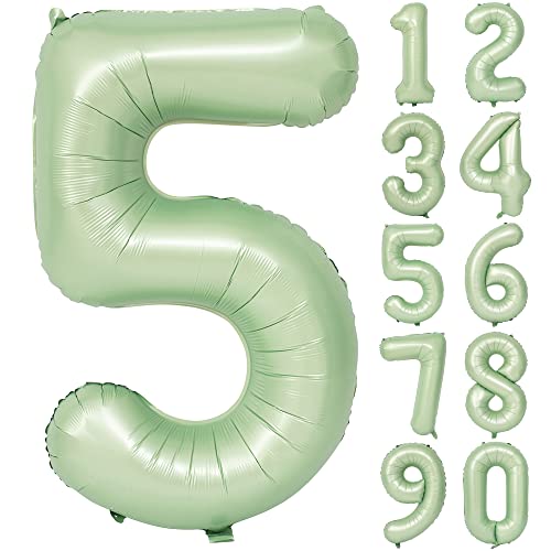Image of 40 In Olive Green Number Balloons 5 Giant Helium Foil Mylar Green Balloon