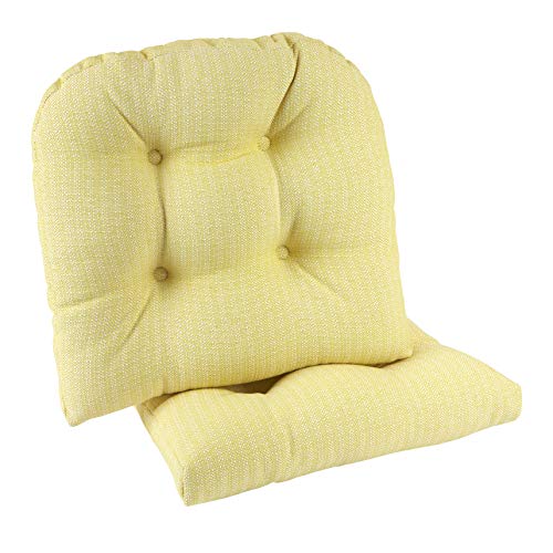 Klear Vu Omega Overstuffed Universal Non-Slip Dining Chair Cushions For Kitchen Decor Or Office Use, U-Shaped Skid-Proof Seat Pad, 17X17 Inches, 2 Count (Pack Of 1), Yellow #TOP28