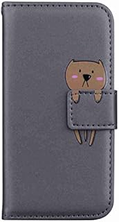 Tbrand Google Pixel 4A 4G Case Shockproof Leather Wallet Flip Folio Cartoon Animal Cute Phone Cover for Google Pixel 4A 4G with Magnetic Kickstand Card Holder Slot Silicone Case, Grey