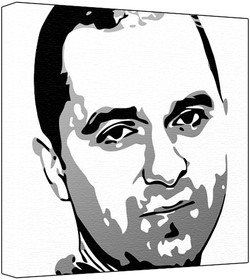 Toy Lukas Moodysson - Pop Art Print (3-Colour Black, Grey & White) 50 x 50 x 2 cm Large Square Deep Box Canvas Book