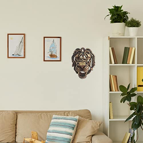 Art mural tête de lion creuse en résine au design sculpté élégant