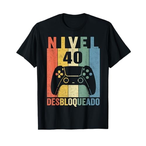 Nivel 40 Desbloqueado Gamer 40 años 1984 Divertido Hombre Camiseta