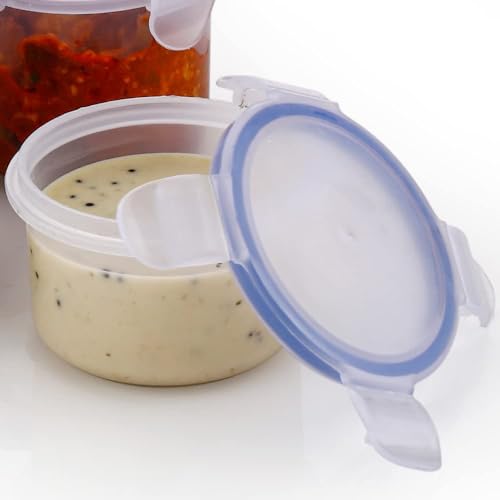 Image of KEMETHY Plastic Round Airtight Food Storage Containers with Leak Proof Locking Lid, BPA Free, Transparent, 5 Pcs Set, 110 /160 /210 /400 /500 ml (Transparent- 5 Pcs)