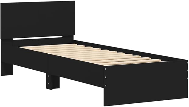 vidaXL Bed Frame without Mattress with Headboard Black 90x200 cm