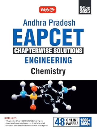 MTG Andhra Pradesh EAPCET Chapterwise Previous Years (2020-2024) Solved Question Papers Chemistry Book | 1800+ MCQs with Detailed Solutions | PYQs Question Bank For 2025 Exam