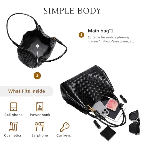 Crossbody Bucket Bag Braided Purse Parachute Shoulder Bag For Women,Vegan Leather Woven Tote Handbag4