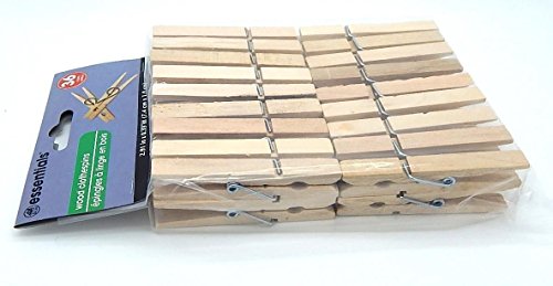 Essentials 36 Count Wood Clothespins With Spring #TOP1