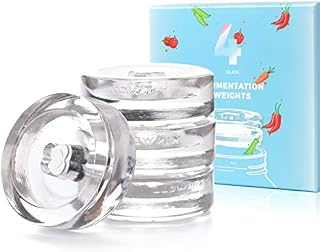 4-Pack Fermentation Glass Weights with Easy Grip Grooved Handles Heavy Fermenting Lids Fermentation