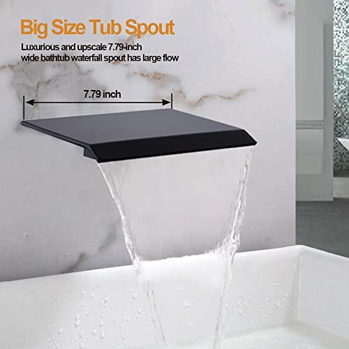 Azos Bath Spout Wall Mounted Waterfall Bathtub Faucet High Flow Tub Spout Shower Attachment, Multiple Uses Bathroom Sink And Tub Fixtures, Black Tub Spout Adapter #TOP2