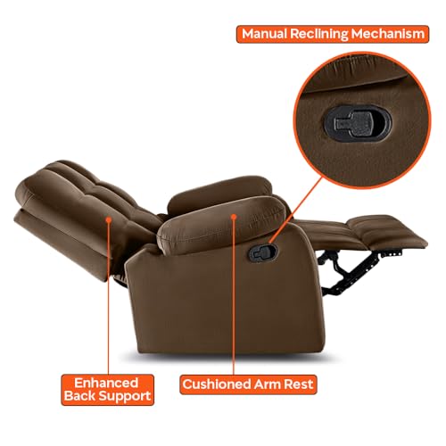 Image of Sleepyhead RX5 Designed by Duroflex - Single Seater Fabric Manual Recliner with Durable Spring Support | Stylish Upholstery | Snug Fit for Luxurious Comfort (Cocoa Brown)