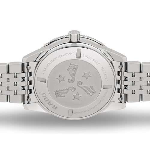 Rado Men's Captain Cook 42 mm Automatic Diving Watch with Stainless Steel Strap, Silver-Tone, 20 (Model: R32505203), Blue3