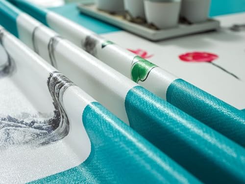 Nappe imperméable PVC 140x300 nappe table lavable bleu vert linge de table Daesar