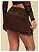 RoseSeek Women's Lace Mesh Y2K Going Out Skirts Layered Ruched Ruffle Low Waist Mini Skirt Coquette Streetwear Skirt Skort Coffee Brown X-Large