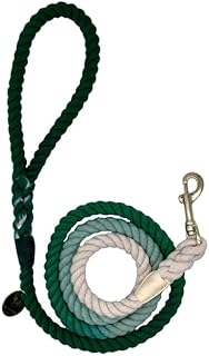 Green Ombre Cotton Rope Dog Leash Handmade Rope Leashes for Dogs Rope Dog Leash Rope Cute Dog Leash Braided Dog Leash Cotton Rope Leash for Small Dogs 5FT Organic Cotton