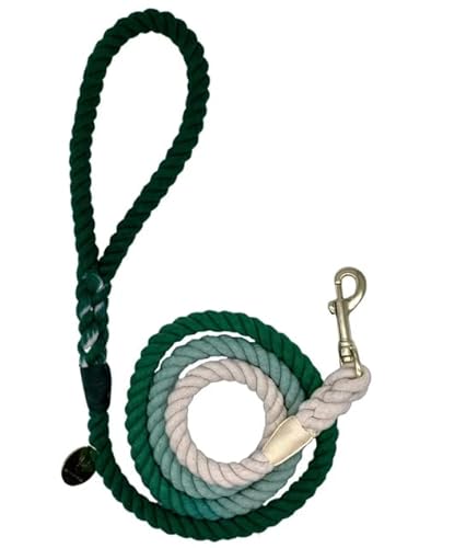 Green Ombre Cotton Rope Dog Leash Handmade Rope Leashes for Dogs Rope Dog Leash Rope Cute Dog Leash Braided Dog Leash Cotton Rope Leash for Small Dogs 5FT Organic Cotton