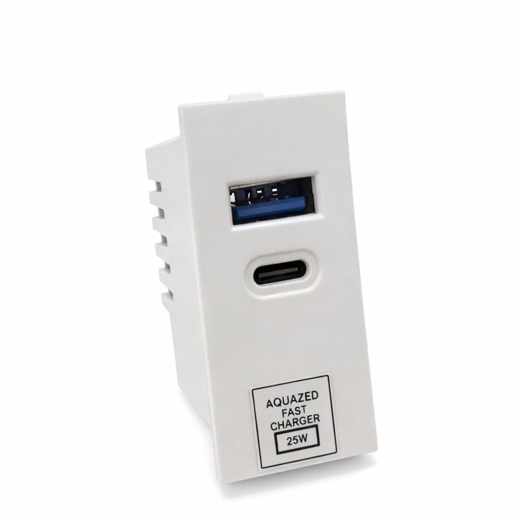 USB Fast Charger for Modular Switch Board Roma and Penta Model Type Dual Port USB and Type C (25 Watts)-image-19