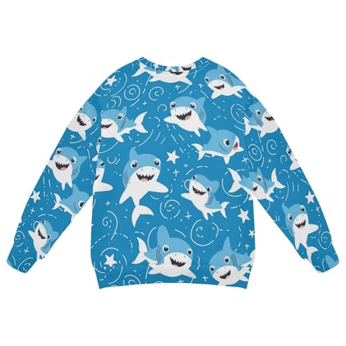 JUNZAN Cute Little Shark Stars Blue Kids Girls Hooded Sweatshirt Fleece Outerwear for Kids Party 4T2
