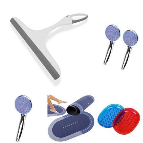 PARENCE.- Kit Salle de Bain Complet – Pommeaux de Douche, Tapis, Raclette, Supports & Aérateurs Robinet | Accessoires Douche, Organisation, Confort et Économie d’Eau