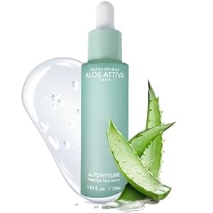 Aloe Attiva 4X POWERLIXIR Serum, Antioxidant-Rich Aloe Vera Serum with Plant-Based Collagen and Hyaluronic Acid,Fragrance-Free Aloe Vera Gel for Face Moisturizer Skin Care for Women 1 Oz Face Serum