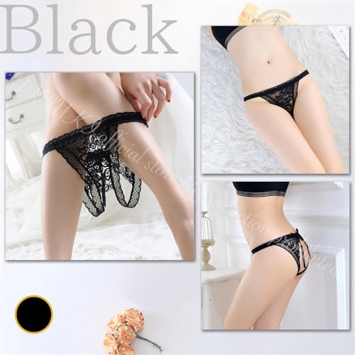 [AWESOME'S] セクシー ランジェリー 下着 パンツ ショーツ レース オープンクロッチ 股割れ 過激 変態 黒 コスプレ - 画像6
