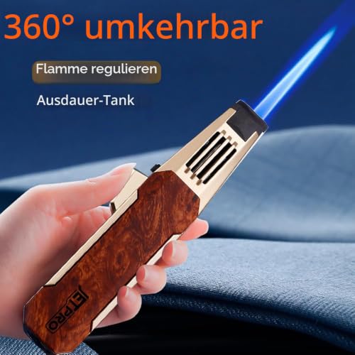 JETPRO Butan-Taschenlampe Feuerzeug Einhandbedienung Feuerzeug mit verstellbarer Strahlflamme Küche Kochfackel (Butangas nicht enthalten) (… – Ansicht 6