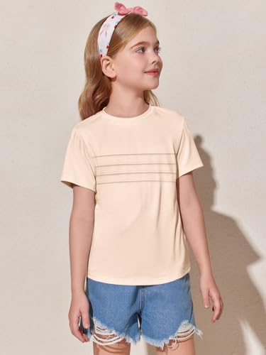Image of Imily Bela Girls Pleated Short Sleeve T Shirts Kids Summer Crewneck Shirts Casual Tops Tees 5-14 Years
