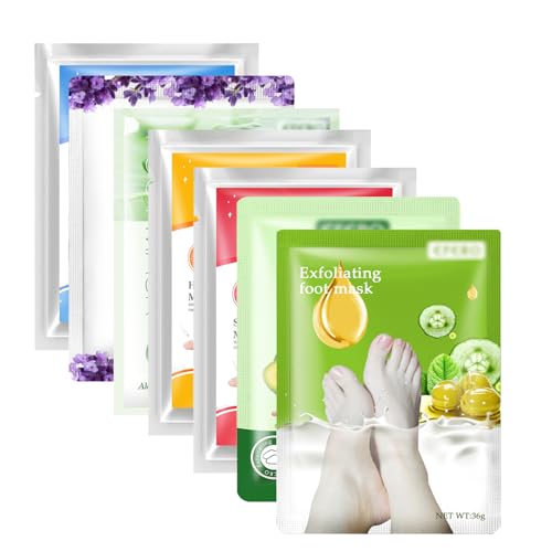 7 Pares Exfoliantes Calcetines, Máscaras Hidratantes de Pies, Exfoliante Pies Máscara Pies Foot Mask, Mascarilla Exfoliante de Pies, Calcetines Exfoliantes de Pies para Callos y Piel Seca