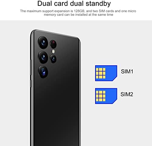 CCYLEZ S22 Ultra Smartphone, Unlocked Cell Phone with 6.6in HD Screen, Support Dual Cards Dual Standby, For Expansion 128G, Android 8.1, Face Recognition Function(UK)