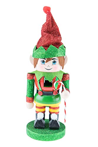 Clever Creations Traditional Wooden Collectible Elf Nutcracker | Festive Christmas Décor | 11 Inch Tall Perfect for Shelves and Tables