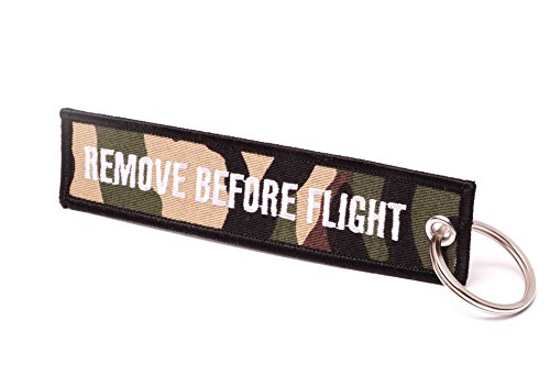 REMOVE BEFORE FLIGHT ® Llavero, Camouflage/Weiße Schrift