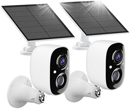 2Pack Security Cameras Wireless Outdoor with Solar Panel, Battery Powered 1080P Color Night Vision Cameras for Home Security, AI Motion Detection, Two-Way Audio, Surveillance Camera Works with Alexa