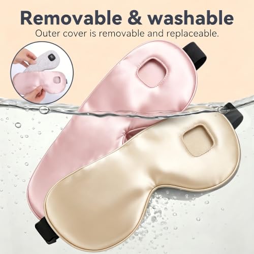 Cordless Heated Eye Mask for Dry Eyes Relief, Rechargeable Warm Eye Compress with 3 Temps, Washable Cover & Bonus Shell, Electric Eye Heating Pad for Sleep, Stye, Travel — view 4