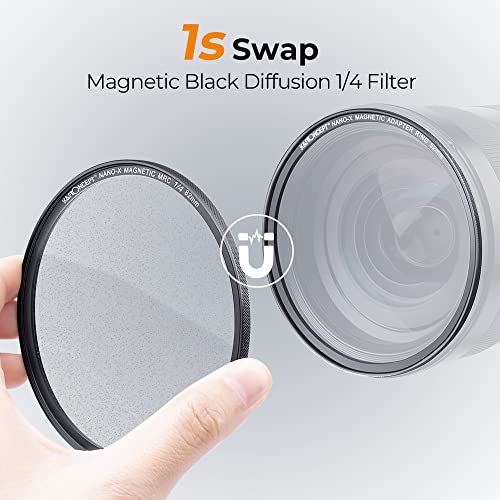 K&F Concept 55Mm Magnetic Black Diffusion 1/4 Mist Cinematic Effect Filters + Magnetic Basic Ring + Lens Cap Kit With 28 Multi-Layer Coatings For Camera Lens (Nano-X Series) #TOP1