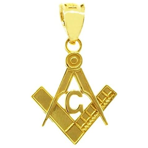 Colgante masónico de Oro 10K con forma de Anillo Cuadrado y Brújula Cover