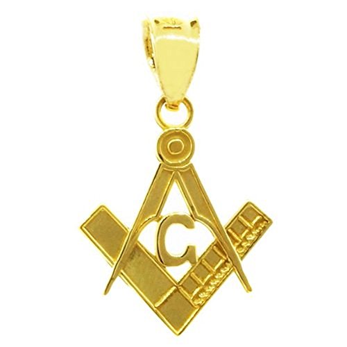 14k Gold Freemason Small Square And Compass Masonic Pendant