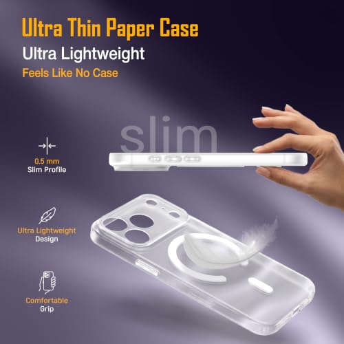 Image of ZAP CASE Paper Thin Case for iPhone 17 Pro | Ultra-Slim 0.5 mm Back Cover | Metal Buttons | Lightweight | Matte Finish | Anti-Fingerprint | Scratch Resistant | Camera Protection | Magsafe | White