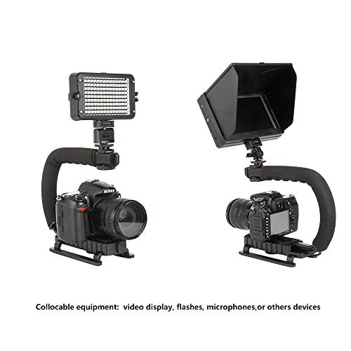 Image of Flash Stand U-Type DV Video Shooting Portable Handheld,C-Shaped Stand Camera Bracket Holder Stabilizer Handle Grip with Accessory Shoe Mount for Camera Camcorder DSLR DV Video-Black