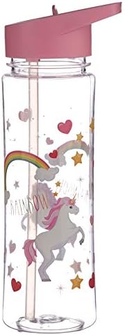 Puckator Enchanted Rainbows Unicorn, Kids Drinks Bottle With Flip Straw