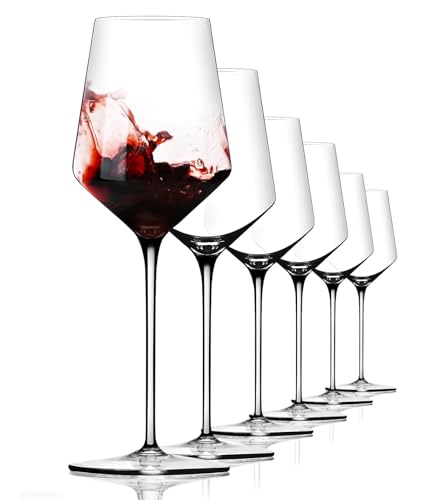 Image of Premium Wine Glasses 400ml, Set of 6 Long Wine, Burgundy Clear Glasses with Stem for Wedding Anniversary, Birthday, Gift (RKT-10, Set of 6)