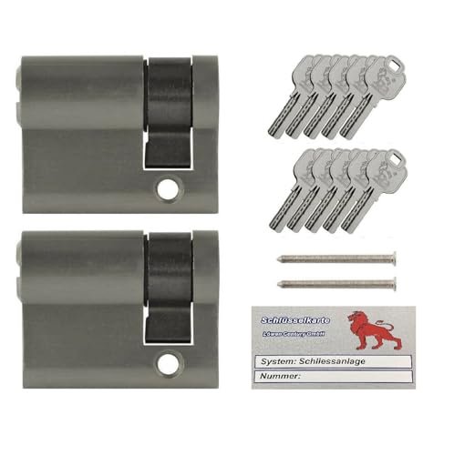 2x Halbzylinder 40 mm 30/10 gleichschließend inkl. 10 Schlüssel mit Schlüsselkarte