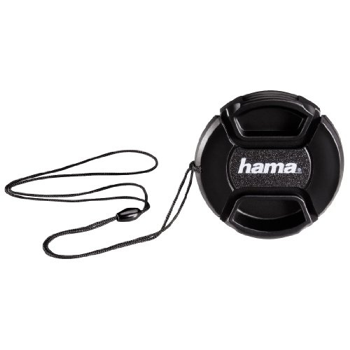 Hama Objektivdeckel f&uuml;r 49 mm Objektiv, Sicherungskordel, Smart Snap, Schwarz