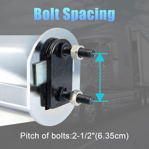 Image of Mud Flap Hanger Spring Loaded Carbon Steel Chromed 1-1 /8 inch - 2.5 inch Bolt Spacing 30 inch Length Rear Bar, Spring Loaded Straight Mud with Reflective Tapes for Semi Trucks, 2.5 inch Bolt