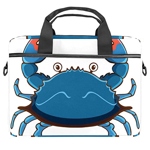 Sacoche PC portable 14.5" avec bandoulière et grand motif crabe bleu