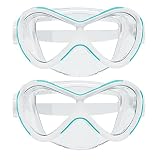 Amevkou Taucherbrille für Kinder (2Pack) Kid Schwimmbrille Tauchmaske Verstellbares Sanft Silikonband, Anti-Leck Schnorchelmaske Tempered Glas Maske für Kinder, Jungen, Mädchen (4-12 Jahre)-Blau