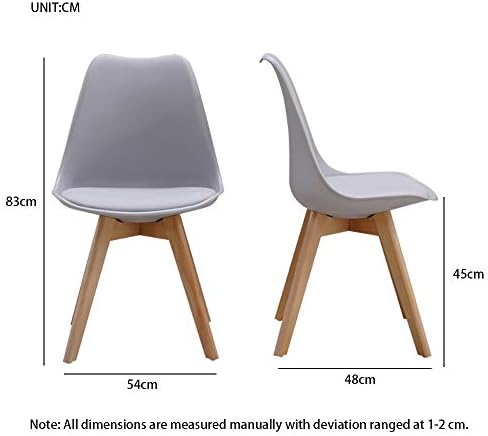 Homcasa Set of 4 Modern Design Dining Chairs, with Cushioned PU Seat and Solid Wood Legs Retro Lorenzo Lounge Chair (Grey)