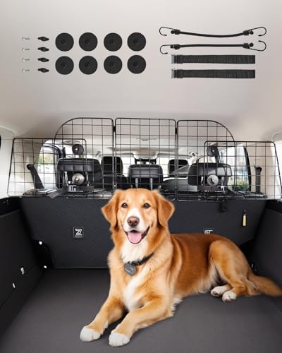 VEVOR Barrière de Voiture pour Chien Réglable 92,8-152,4 cm, Grille Pare-Chien en Treillis Métallique Robuste pour Siège Arrière, Universel pour Animaux...